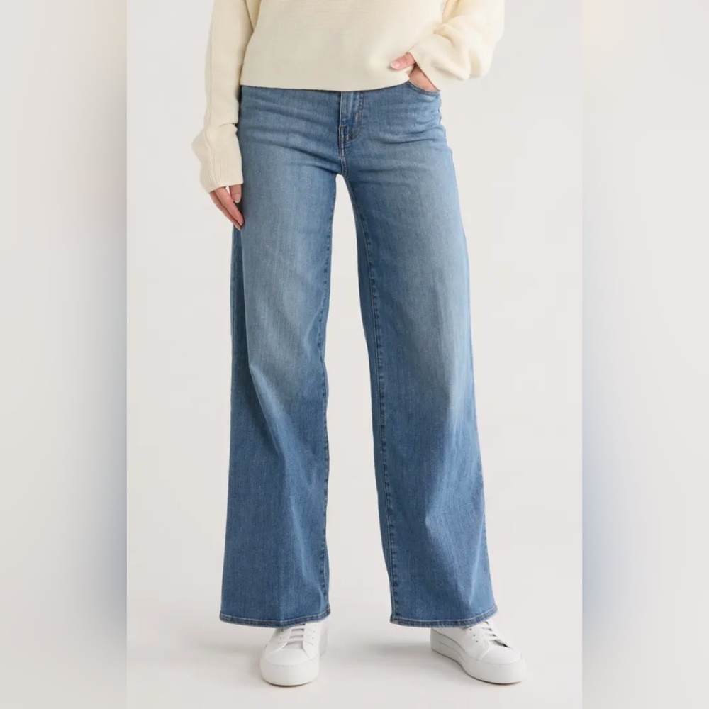 Frame Slim Palazzo Disarm Medium Wash High Waisted Wide Straight Leg Jeans 28 - Picture 15 of 15